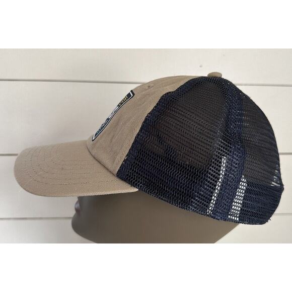 ORVIS Trucker Cap 1856 Khaki and Navy Mesh Adj Hat Fishing Mountain Hard Bill - Picture 4 of 8